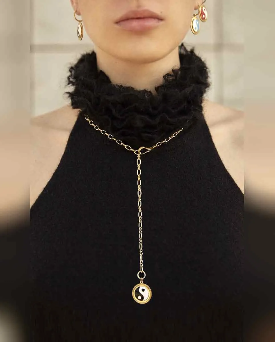 Yin Yang necklace gold black