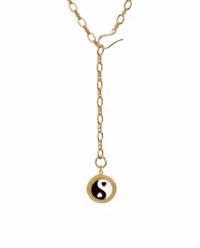 Yin Yang necklace gold black