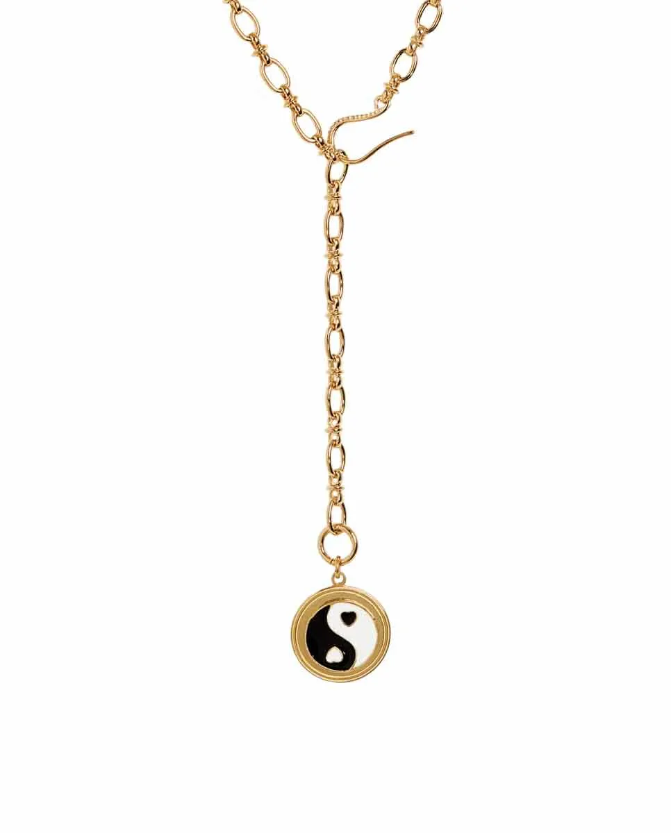 Yin Yang necklace gold black