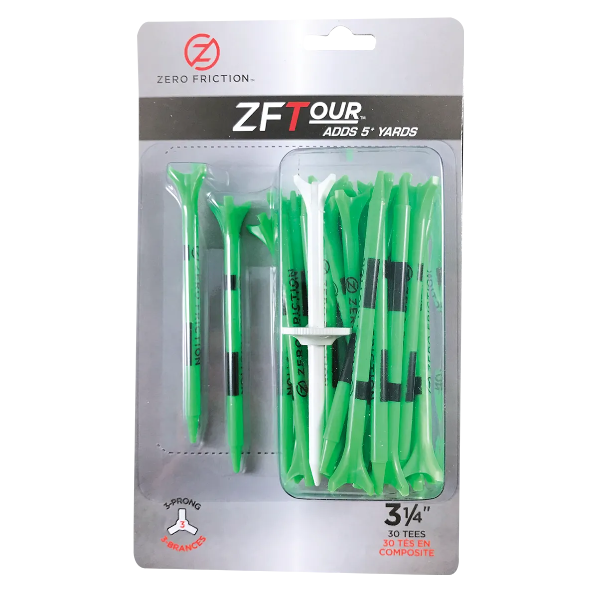 ZF TOUR 3-PRONG 3-1/4" TEES - 30 PACK